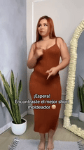 Biker Shaper™ de mujer en color marrón, de tejido liso y ajustado, con tirantes anchos y largo hasta las rodillas.